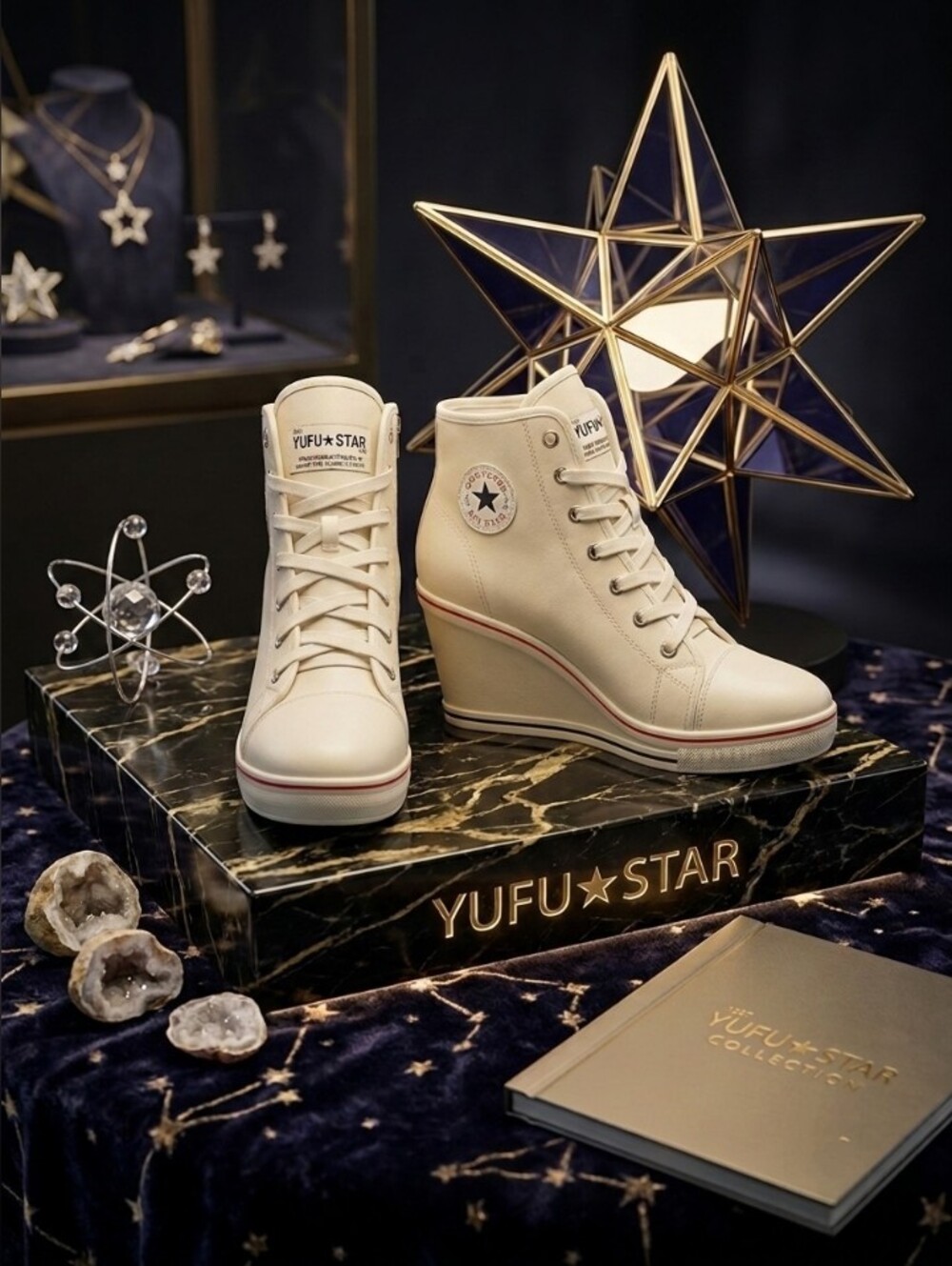 YUFU ⭐ STAR Women's Y2K Wedge High-Top Sneakers